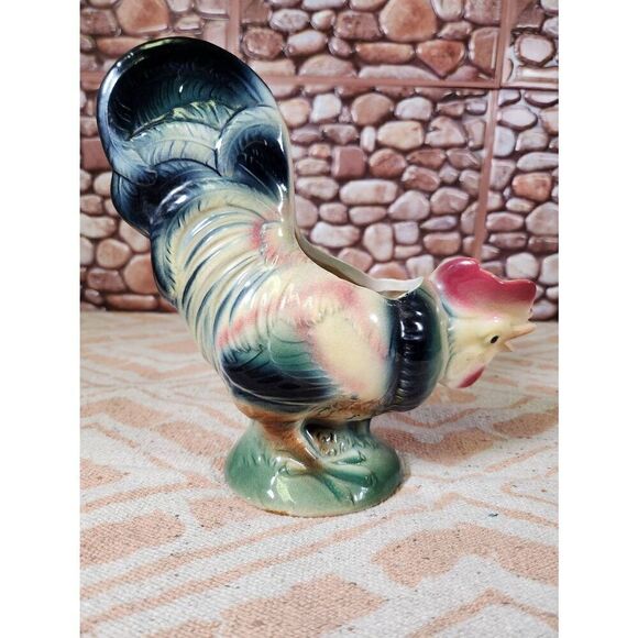 1950's Royal Copley Rooster Planter Vase - Picture 5 of 11
